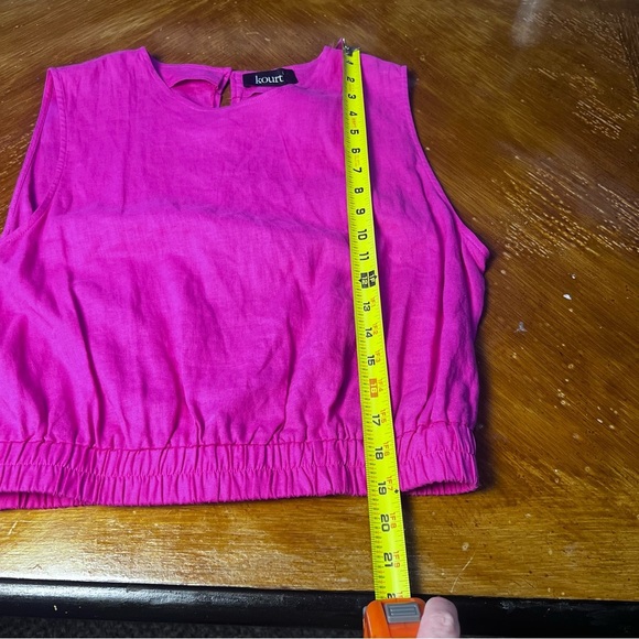 Kourt NWT Pink‎ Linen Sleeveless Crop Top Size Large Barbie Coastal Grandma - Picture 12 of 13